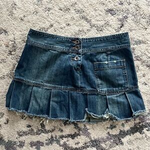 Y2K Fox Denim Pleated Mini Skirt